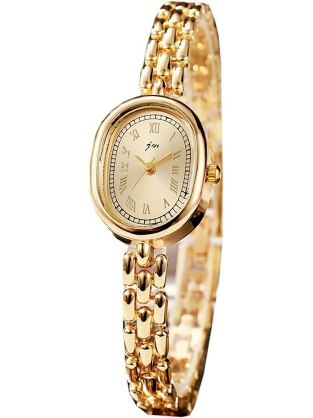 Stylish Gold Small Face Oval Quartz Analog Wristwatch for Women - Elegant